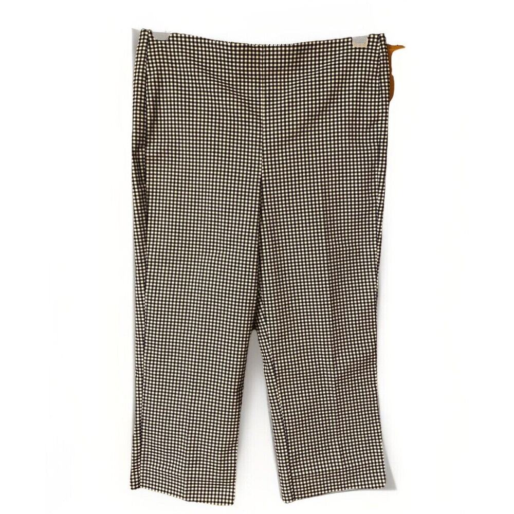 Women’s CHICO’S Juliet Gingham Straight Cropped Pants Black and White size 10